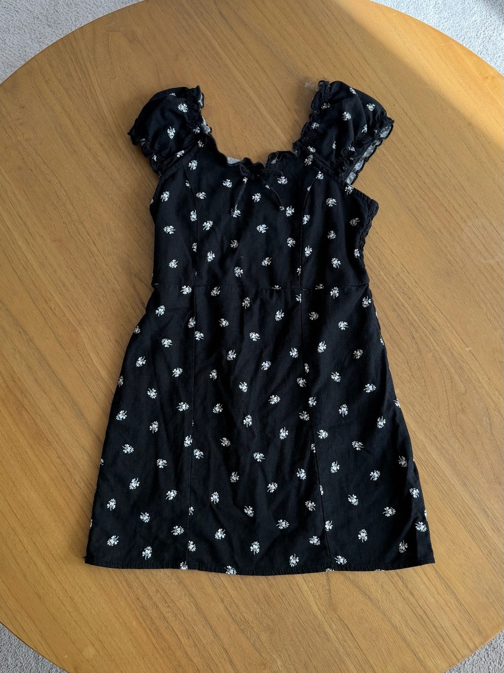 Art Class Girl’s Black & White Floral Puff-Sleeve Dress